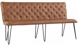 Studded Back Tan Leather Dining Bench