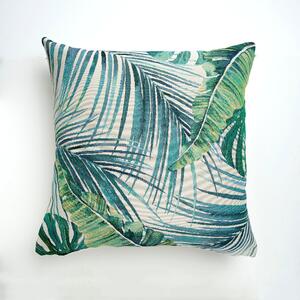 Palm Leaf Tapestry Teal Cushion Cover Blue, Green and White