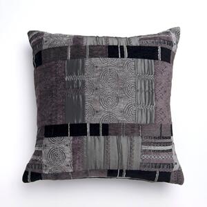 Prague Cushion Cover Charcoal and Purple