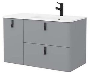 Bathstore Sketch 900 Left Hand Inset Basin and Unit - Pale Grey