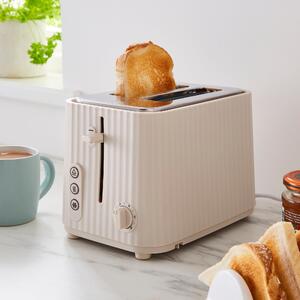 Textured Ribbed Plastic 2-Slice Toaster Off-White