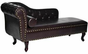 Tufted Chaise Lounge in Dark Brown