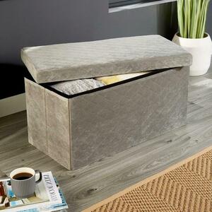 Velvet Fabric Storage Box in Grey