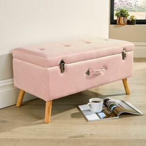 Velvet Pink Pouffe Seat Storage Bench