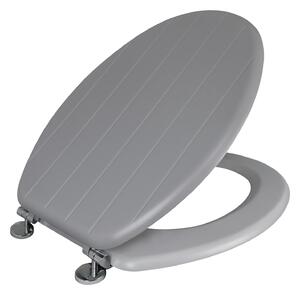 Allana Tongue & Groove Moulded Wood Grey Toilet Seat