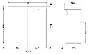 Balterley Dynamic 600mm Wall Hung Compact Vanity Unit with Basin - Brown Grey Avola