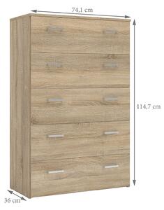 Space Oak Finish 5 Drawers Chest