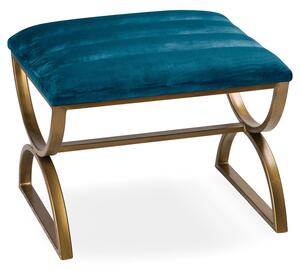 Navy And Brass Ribbed Footstool