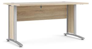 Prima Oak Desk With Silver & Grey Steel Legs