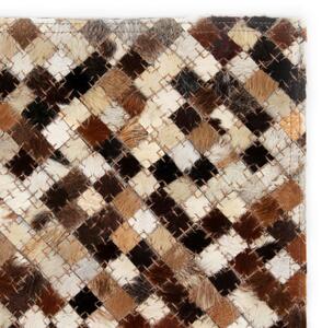 Rug Genuine Leather Patchwork 80x150 cm Square Brown/White