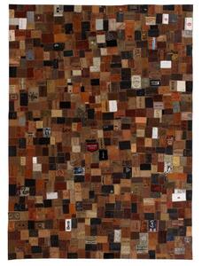 Rug Genuine Leather Jeans Label Patchwork 80x150 cm Brown