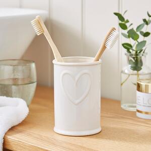 Country Hearts Toothbrush Holder White