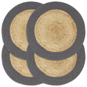 Placemats 4 pcs Natural and Anthracite 38 cm Jute and Cotton