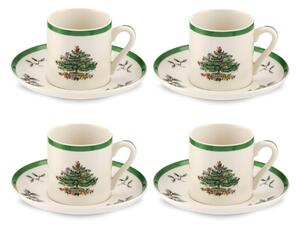 Spode Christmas Tree espresso cup and saucer 9 cl 4-pack White-green-red