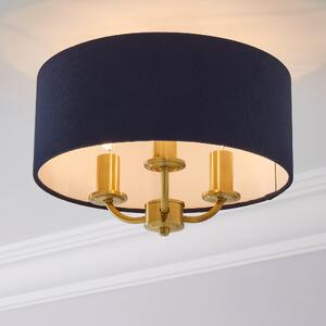 Preston Gold and Navy Flush Ceiling Fitting Navy Blue
