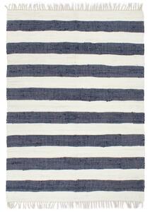 Hand-woven Chindi Rug Cotton 80x160 cm Blue and White