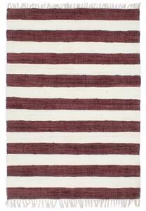 Hand-woven Chindi Rug Cotton 80x160 cm Burgundy and White
