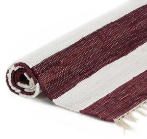Hand-woven Chindi Rug Cotton 80x160 cm Burgundy and White