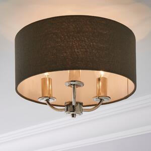Preston Nickel Charcoal Flush Ceiling Fitting Charcoal
