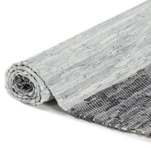 Hand-woven Chindi Rug Leather 80x160 cm Grey