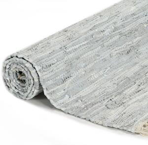 Hand-woven Chindi Rug Leather 120x170 cm Light Grey