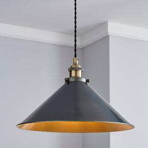 Logan 1 Light Grey Industrial Ceiling Fitting Brass and Black