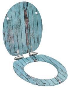 WC Toilet Seat with Soft Close Lid MDF Old Wood Design