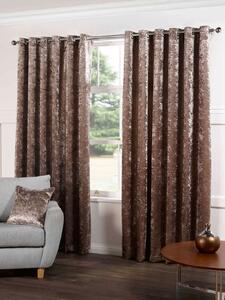 Plush Ready Made Lined Eyelet Curtains Champagne