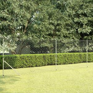 Chain Link Fence with Posts Galvanised Steel 15x1.5 m Silver