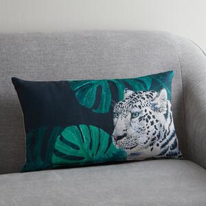 Snow Leopard Jungle Cushion Green/White