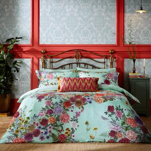 Floral Bloom 200 Thread Count Cotton Mint Green Duvet Cover and Pillowcase Set Mint (Green)
