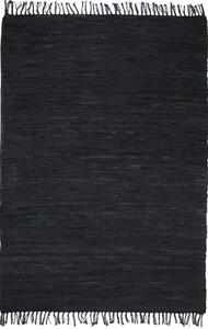 Hand-woven Chindi Rug Leather 160x230 cm Black