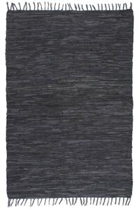 Hand-woven Chindi Rug Leather 120x170 cm Grey