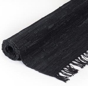 Hand-woven Chindi Rug Leather 160x230 cm Black
