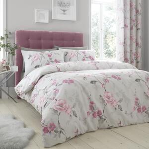 Catherine Lansfield Floral Trail Bedding Set Pink and Grey