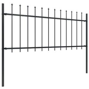 Garden Fence with Spear Top Steel 6.8x0.8 m Black