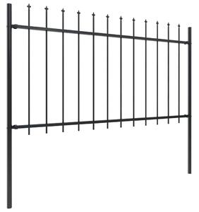 Garden Fence with Spear Top Steel 3.4x1 m Black