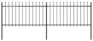 Garden Fence with Spear Top Steel 3.4x1 m Black