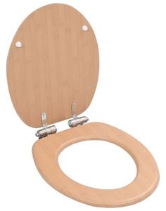 WC Toilet Seats 2 pcs with Soft Close Lids MDF Bamboo Design