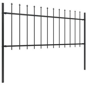 Garden Fence with Spear Top Steel 15.3x0.8 m Black