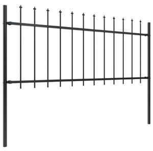 Garden Fence with Spear Top Steel 8.5x0.8 m Black