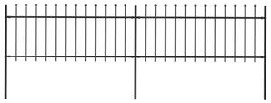 Garden Fence with Spear Top Steel 3.4x0.8 m Black