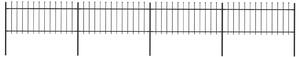 Garden Fence with Spear Top Steel 6.8x0.8 m Black