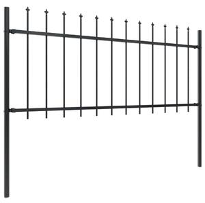 Garden Fence with Spear Top Steel 17x0.8 m Black