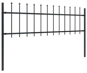 Garden Fence with Spear Top Steel 11.9x0.6 m Black