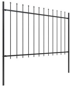Garden Fence with Spear Top Steel 3.4x1.2 m Black
