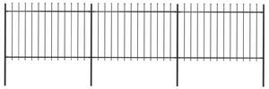 Garden Fence with Spear Top Steel 5.1x1.2 m Black