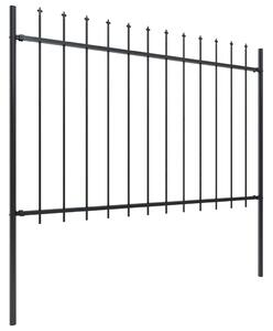 Garden Fence with Spear Top Steel 8.5x1.2 m Black