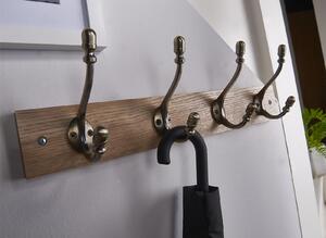 4 Deco Antique Brass Hook on Light Rustic Board