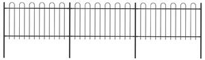 Garden Fence with Hoop Top Steel 5.1x1 m Black
